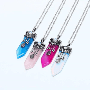 Sword Stone Natural Healing Crystals Pendant Necklace